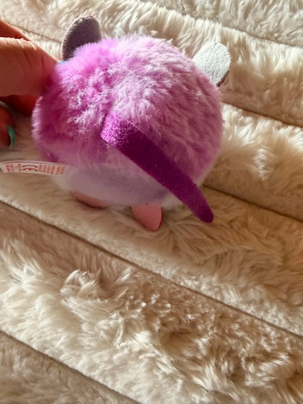 Ty Puffies plush Small Toy - Pink and White Fluffy Hamster, Colby